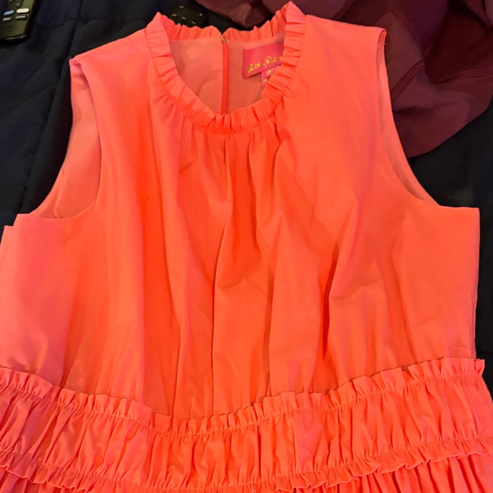 Lilly Pulitzer Vibrant Pink Ruffle Midi Dress